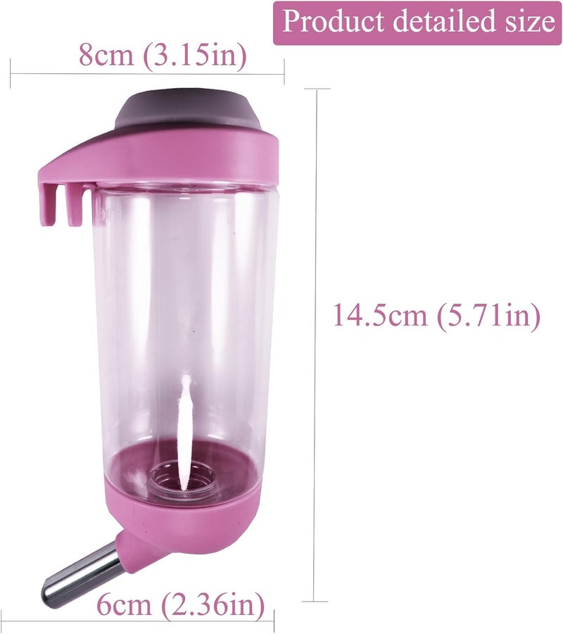 DEEUCHIS Dog Crate Water Bottle Dispenser - No Drip Dog Kennel Water Dispenser & Cage Bottle - Easy-to-Use Water Bottle for Cat Crate - Perfect for Keeping Your Pet Hydrated (Pink)-350ML - Image 2